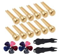 DEARMAMY Juego de 24 Pines de Puente de Guitarra Acústica de Latón Kit con 6 Clavijas 5 Púas y 2 Extractores Accesorios para Reparación y Cambio de Cuerdas Compatibles con Guitarras