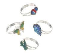 DEARMAMY Juego De Joyas Para Niños Anillos Para Mujer 4 Piezas Divertidos Anillos De Humor Colección De Animales Termocromáticos Color Aleatorio