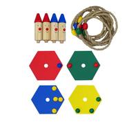 DEARMAMY Juego de Lanzar Aros de Madera y Cuerda Entrenamiento de Precisión y Desarrollo de Fuerza en Juegos al Aire Libre Familia