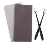 DEARMAMY Juego de Limpieza de Plata con Paños Anti-Deslustre y Cepillos Suaves Negros Kit Compacto para Joyas Anillos Cadenas y Cubiertos Removedor de Manchas y Pulidor Portátil Set