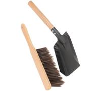 DEARMAMY Juego de Limpieza para Chimenea Cepillo y Pala de Hierro Mango de Madera Multiusos para Estufa y Hogar Escoba para Estufa Accesorios para Limpiar Cenizas y Polvo Fácil
