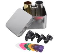 DEARMAMY Juego de Slides y Reemplazo de Barra de Tono de Acero Inoxidable para Guitarra Portátil y Acrílico Bolsa para Púas, Accesorio Práctico para Tocar Guitarra