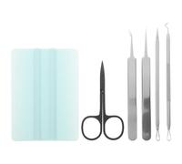 DEARMAMY Kit de Herramientas para Depilar Vinilo 6 Piezas Pinzas Metálicas Espátula y Raspador de Acero Inoxidable para Manualidades y Rotulación DIY