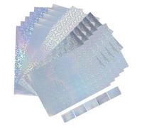 DEARMAMY Lámina Adhesiva Holográfica Laminada Frío 30 Hojas Multicolor Diseños Variados Vidrio Paja Puntos Molino Estrellas para Manualidades y Decoración