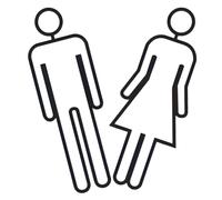 DEARMAMY Letreros Autoadhesivos Negros para Baño Unisex 2 Piezas, Placa Acrílica Mate Resistente, Señalización para Puertas de Sanitarios, Vestuarios y Oficinas