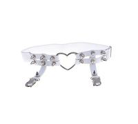 DEARMAMY Liga Forma De Corazón Estilo Gótico Punk Remaches De Pu Para Piernas Ajustable Doble Para Mujer