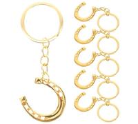 DEARMAMY Llavero de Herradura Metálico Dorado 6 Piezas, Accesorio Rústico para Bolso y Llaves de Coche, Amuleto de Buena Suerte Estilo Occidental, Decoración Funcional para Fiestas