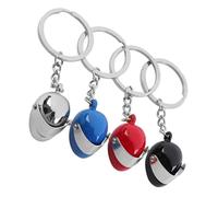 DEARMAMY Llavero Forma de Casco de Motocicleta Metálico 4 Colores Rojo Azul Níquel Negro Set de 4 Piezas Accesorio Compacto para Llaves Mochilas y Coches Adecuado para Uso Diario