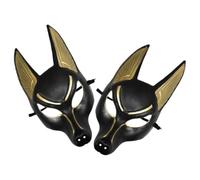 DEARMAMY Máscara de Anubis Negra Diseño Único y Uso Versátil para Halloween y Fiestas Temáticas, 2 Piezas de Plástico Cómoda para Cosplay y Disfraces