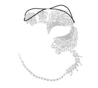 DEARMAMY Máscara de Fiesta con Brillo y Pedrería Diseño Veneciano Elegante para Halloween y Baile de Máscaras Cómodo con Tira Elástica para Mujer y Chica