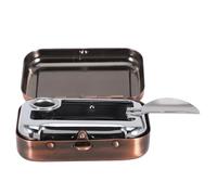DEARMAMY Mini Cenicero Portátil de Metal con Tapa Cenicero Rectangular a Prueba de Viento y Viaje en Color Cobre Antiguo Receptáculo Decorativo para Fumar en Interiores y Exteriores