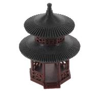 DEARMAMY Mini Pabellón Asiático de Resina para Bonsái Figura Decorativa de Jardín en Miniatura Doble Capa Estilo Chino Clásico Pequeño Tamaño para Decoración Interior y Exterior Modelo