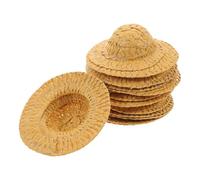 DEARMAMY Mini Sombreros de Papel Tejidos Color Paja 7 CM 12 Unidades para Manualidades DIY Accesorios Decorativos para Muñecas y Fotografía Creativa