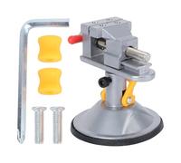 DEARMAMY Mini Tornillo Banco Giratorio de 360 Grados Ventosa para Tallado de Mesa, Aleación de Aluminio, Color Plata, Soporte Adecuado para Joyería y Objetos Pequeños