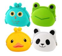 DEARMAMY Monedero Bolsa de Silicona para Monedas y Auriculares, Bolso Infantil de Dibujos Animados, 4 Piezas, Tamaño Pequeño, Material Duradero, Uso Diario para Niños Estilo Aleatorio