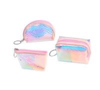 DEARMAMY Monedero Holográfico Doncella TPU 3 Unidades Diseño De Escamas De Cremallera para Tarjeta Colores Vibrantes
