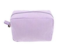DEARMAMY Neceser a rayas, bolsa de lavado portátil, plegable, pequeña maleta para muñecas, dijes para mujeres, decoración de pargos, bolso de mano, bolsa de poliéster morado, Purple,