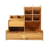 DEARMAMY Organizador de Mesa Práctico Portalápices de Madera de Cerezo Organizador de Escritorio Doméstico Resistente al Desgaste para Oficina y Dormitorio Accesorios de Estudio para