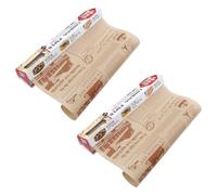 DEARMAMY Papel de Hornear Antigrasa de Grado Alimenticio, Papel de Cocina Absorbente de Aceite 2 Rollos (8 M X 30 Cm), Color Marrón Texto en Inglés, Adecuado para Pizza, Fritos y