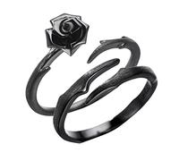 DEARMAMY par Único de Anillos para Parejas Anillos de Plata S925 con Patrón de Rosa Y Espinas para Los Dedos para El Amor