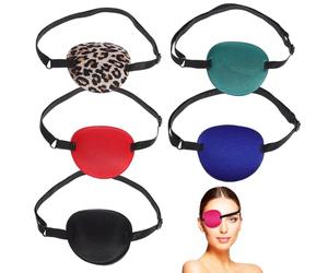 DEARMAMY Parches Oculares Individuales Ajustables para Adultos 6 Unidades Colores Negro Azul Rosa Fucsia Verde Rojo y Estampado de Leopardo Parches Médicos para Entrenamiento Visual