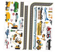 DEARMAMY Pegatinas de Pared Educativas de PVC para Habitación Infantil 2 Unidades de 30X60 CM Adhesivos de Semáforo y Excavadora para Decoración de Dormitorio y Sala de Juegos