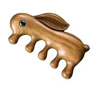 DEARMAMY Peine de Masaje de Madera Natural con Forma de Conejo Peine Antiestático para Cabelludo para Relajación y Cuidado del Cabello Verde