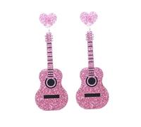 DEARMAMY Pendientes Colgantes de Guitarra Clásica Rosa Joyería Chic para Mujer y Niña Decoración de Orejas Accesorios de Moda Elegantes Regalo para Guitarristas