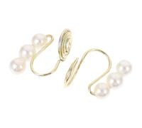 DEARMAMY Pendientes de Clip sin Perforación para Mujer Estilo Minimalista 3 Perlas Blancas Cobre Bañado Oro 14K sin Dolor Set de 2 Piezas Accesorios Cómodos para Fiestas y Uso Diario