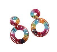 DEARMAMY Pendientes De Rafia De Colores Colgantes Geométricos Hechos Mano Joyería Creativa Tejida Para Niñas y Mujeres