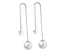 DEARMAMY Pendientes Largos de y para Mujer Diseño Elegante Plata Bañada Pendientes Colgantes Delicados para Ocasiones Especiales