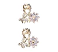 DEARMAMY Pequeñas Pelo Forma De Flor De Cristal Rosa, 2 Unidades, Mini Tamaño, Firme, Para Mujeres y Niñas, Accesorios De Belleza Para Uso Diario
