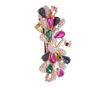 DEARMAMY Pinza Pelo Gemas de Imitación Diseño de Pavo Real Pasador Floral Vintage para Recogido Accesorios Elegantes Cabello de Mujer para Bodas y Fiestas