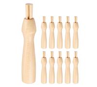 DEARMAMY Portaagujas de Punzón de Madera Natural 11 Piezas, Mango de Herramienta para Fieltrar Lana, Accesorio para Manualidades de Fieltro, Herramienta Portátil para Principiantes