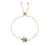 DEARMAMY Pulsera Ajustable de Mujer con Charm de Tortuga Zirconia Cúbica Cadena Dorada Elegante Joyería Temática para Parejas y del Océano para Ocasiones Especiales