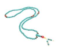 DEARMAMY Pulsera Étnica de Cuentas de Oración Chinas 108 Cuentas de 6 Mm Verde Turquesa Unisex para Meditación y Prosperidad, Accesorio Espiritual Tibetano para Atraer Buena Suerte