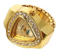 DEARMAMY Reloj De Anillo Unisex Acero Inoxidable Diseño Casual Joyería para Dedo Estudiantes Uso Diario Color Dorado Mini Tamaño