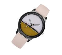 DEARMAMY Reloj de Pulsera Casual para Pareja, Estilo Sencillo, Correa de PU Beige, Movimiento de Cuarzo Preciso, Unisex, Uso Diario, Diseño Minimalista y Cómodo