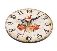 DEARMAMY Reloj de Sobremesa Silencioso Pequeño Estilo Retro Madera MDF Decoración del Hogar Vintage para Sala y Dormitorio Adorno Clásico de Mesa
