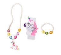 DEARMAMY Reloj Digital Unicornio para Niñas Pulsera y Collar de Cuentas de Silicona Suave Color Pastel para Uso Diario y Obsequio Infantil