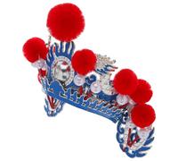 DEARMAMY Sombrero Chino Antiguo para Ópera de Pekín Unisex, Tocado Teatral Bola Roja de Felpa, Accesorio Tradicional para Fiestas, Actuaciones y Representaciones Culturales