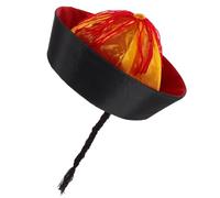 DEARMAMY Sombrero Tradicional Chino Negro con Coleta Trenzada 10 Años Gorro Histórico Oriental para Disfraces Hanfu y Actuaciones Teatrales