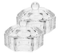 DEARMAMY Soporte para Lavado de Plumas de Inmersión de Vidrio Cristal Hexagonal, 2 Piezas, Taza para Limpiar Bolígrafos Base Estable, Herramienta Práctica para Oficina y Estudio