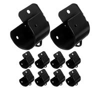 DEARMAMY Soportes para Barra de Cortina de Hierro Negro 10 Piezas Bridas para Extremo de Tubo Soporte para Barra de Armario y Montaje de Techo Herrajes Resistentes para Cortinas y Ropa