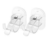 DEARMAMY Soportes para Barras De Cortina Transparentes Grandes Autoadhesivos, Clips Multiusos De Caucho y Plástico, Montaje Sin Taladro para Baño, Hogar y Oficina, Pack De 2 Unidades