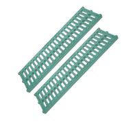 DEARMAMY Tapa de Desagüe Exterior de Plástico Polimérico 150X500X20 MM Verde Rejilla de Drenaje para Canaletas 2 Unidades Alta Resistencia y Bloqueo de Residuos para Cocina y Patio