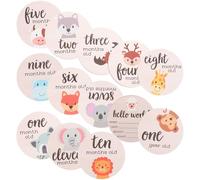DEARMAMY Tarjetas de Bloques de Madera Redondas para Recién Nacidos, Accesorios para Bebés Función de Recordatorio de Hitos Mensuales para Shower y Fotos