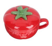 DEARMAMY Taza de Cerámica Diseño Creativo y Adorable Taza Multipropósito y Tapa con Forma de Tomate para Café y Leche para Oficina y Tardes