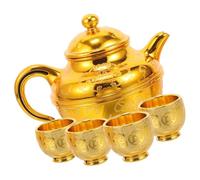 DEARMAMY Taza de Ofrenda de Té Copa de Ofrenda de Buda Set Redondo Dorado de Pp Fácil de Limpiar y Resistente a Roturas para Budistas en Templo