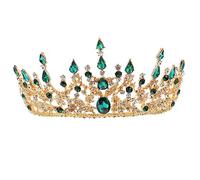 DEARMAMY Tiara De Estilo Barroco Novia a Imitación Boda Fiesta De Princesas Pompa Nupcial Decoración Diamante Declaración Dama De Honor Reina Barroca Novias Pedrería Green